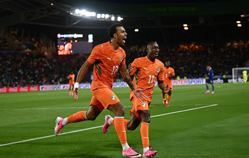 Doue Celebrating his goal Vs France after netting the equaliser