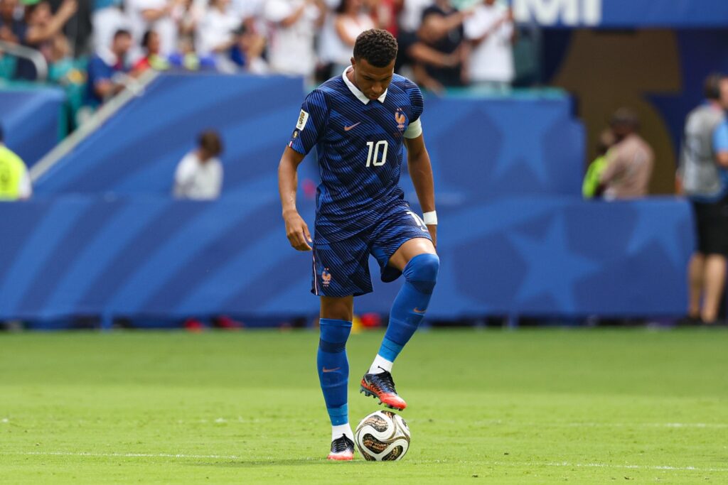 Kylian Mbappe during the game